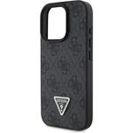 Guess PU 4G Strass Triangle Metal Logo kryt pre iPhone 16 Pro, čierny