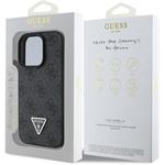 Guess PU 4G Strass Triangle Metal Logo kryt pre iPhone 16 Pro, čierny