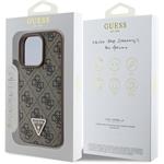 Guess PU 4G Strass Triangle Metal Logo kryt pre iPhone 16 Pro, hnedý