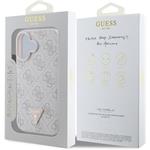 Guess PU 4G Strass Triangle Metal Logo kryt pre iPhone 16, ružový