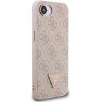 Guess PU 4G Strass Triangle Metal Logo kryt pre iPhone 16e, ružový