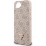 Guess PU 4G Strass Triangle Metal Logo kryt pre iPhone 16e, ružový