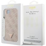 Guess PU 4G Strass Triangle Metal Logo kryt pre iPhone 16e, ružový