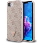 Guess PU 4G Strass Triangle Metal Logo kryt pre iPhone 16e, ružový