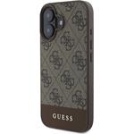 Guess PU 4G Stripe kryt pre iPhone 16, hnedý