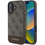 Guess PU 4G Stripe kryt pre iPhone 16, hnedý