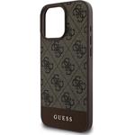 Guess PU 4G Stripe kryt pre iPhone 16 Pro, hnedý