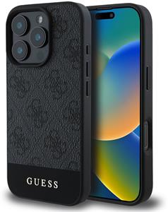 Guess PU 4G Stripe kryt pre iPhone 16 Pro Max, sivý