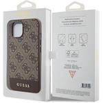 Guess PU 4G Stripe MagSafe kryt pre iPhone 15, hnedý