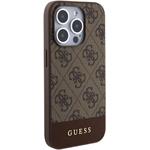 Guess PU 4G Stripe MagSafe kryt pre iPhone 15 Pro, hnedý