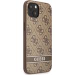 Guess PU 4G Stripe zadný kryt pre iPhone 13 mini, hnedý