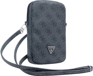 Guess PU 4G Triangle Logo taška na telefón so zipsom, čierna