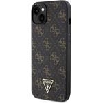 Guess PU 4G Triangle Metal Logo kryt pre iPhone 15 Plus, čierny