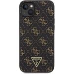 Guess PU 4G Triangle Metal Logo kryt pre iPhone 15 Plus, čierny