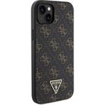 Guess PU 4G Triangle Metal Logo kryt pre iPhone 15 Plus, čierny