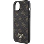 Guess PU 4G Triangle Metal Logo kryt pre iPhone 15 Plus, čierny