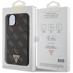 Guess PU 4G Triangle Metal Logo kryt pre iPhone 15 Plus, čierny
