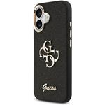 Guess PU Fixed Glitter 4G Metal Frame kryt pre iPhone 17, čierny