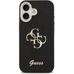 Guess PU Fixed Glitter 4G Metal Frame kryt pre iPhone 17, čierny