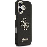 Guess PU Fixed Glitter 4G Metal Frame kryt pre iPhone 17, čierny