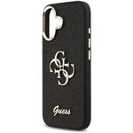 Guess PU Fixed Glitter 4G Metal Frame kryt pre iPhone 17, čierny