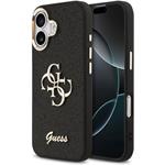 Guess PU Fixed Glitter 4G Metal Frame kryt pre iPhone 17, čierny