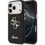Guess PU Fixed Glitter 4G Metal Frame kryt pre iPhone 17 Pro, čierny