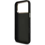 Guess PU Fixed Glitter 4G Metal Frame kryt pre iPhone 17 Pro Max, čierny