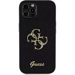 Guess PU Fixed Glitter 4G Metal Logo kryt pre iPhone 12/12 Pro, čierny