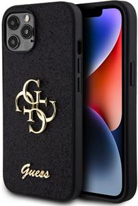 Guess PU Fixed Glitter 4G Metal Logo kryt pre iPhone 12/12 Pro, čierny