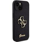 Guess PU Fixed Glitter 4G Metal Logo kryt pre iPhone 13, čierny