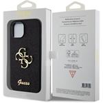 Guess PU Fixed Glitter 4G Metal Logo kryt pre iPhone 13, čierny