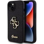 Guess PU Fixed Glitter 4G Metal Logo kryt pre iPhone 13, čierny