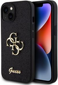 Guess PU Fixed Glitter 4G Metal Logo kryt pre iPhone 13, čierny