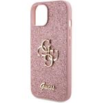 Guess PU Fixed Glitter 4G Metal Logo kryt pre iPhone 13, ružový