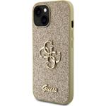 Guess PU Fixed Glitter 4G Metal Logo kryt pre iPhone 13, zlatý