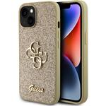 Guess PU Fixed Glitter 4G Metal Logo kryt pre iPhone 13, zlatý