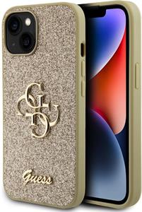 Guess PU Fixed Glitter 4G Metal Logo kryt pre iPhone 13, zlatý