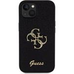 Guess PU Fixed Glitter 4G Metal Logo kryt pre iPhone 15, čierny
