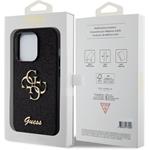 Guess PU Fixed Glitter 4G Metal Logo kryt pre iPhone 15 Pro, čierny