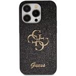 Guess PU Fixed Glitter 4G Metal Logo kryt pre iPhone 15 Pro Max, čierny