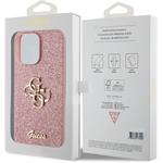 Guess PU Fixed Glitter 4G Metal Logo kryt pre iPhone 15 Pro Max, ružový