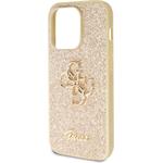 Guess PU Fixed Glitter 4G Metal Logo kryt pre iPhone 15 Pro Max, zlatý