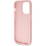 Guess PU Fixed Glitter 4G Metal Logo kryt pre iPhone 15 Pro, ružový