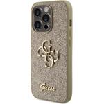 Guess PU Fixed Glitter 4G Metal Logo kryt pre iPhone 15 Pro, zlatý