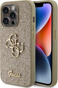 Guess PU Fixed Glitter 4G Metal Logo kryt pre iPhone 15 Pro, zlatý