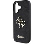 Guess PU Fixed Glitter 4G Metal Logo kryt pre iPhone 16, čierny