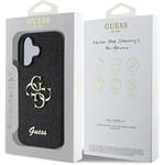 Guess PU Fixed Glitter 4G Metal Logo kryt pre iPhone 16, čierny