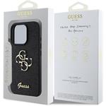 Guess PU Fixed Glitter 4G Metal Logo kryt pre iPhone 16 Pro, čierny