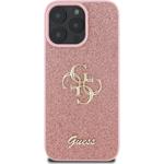 Guess PU Fixed Glitter 4G Metal Logo kryt pre iPhone 16 Pro Max, ružový